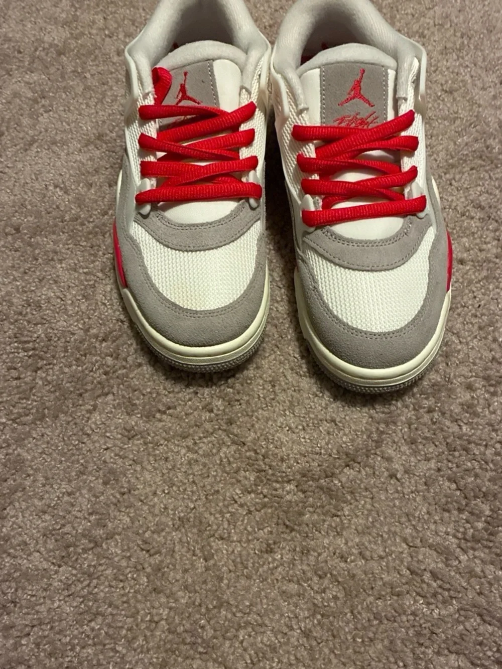 Jordan Kids White and Red Air Sneakers - Youth Athletic Shoes